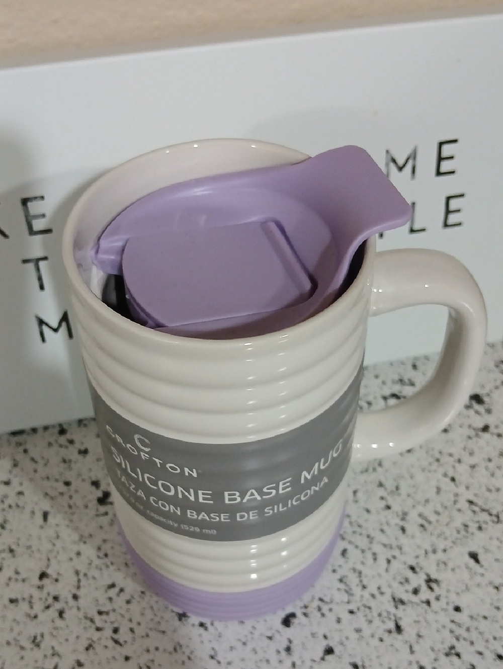 Crofton Silicone Base Mug in Lavender and White